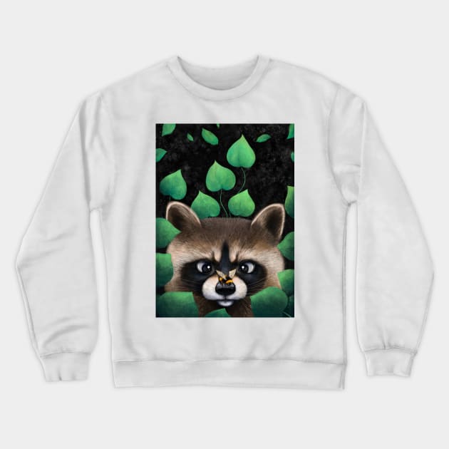 Raccoon in leaves Crewneck Sweatshirt by kodamorkovkart